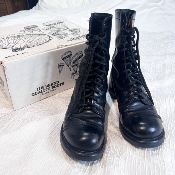 Double H Combat Black Leather Paratrooper Jump Boots w/Box - Freshly Conditioned main image 6